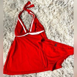 Ann Cole, Red 2 piece bikini with full length top, L
